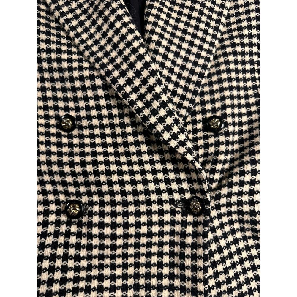 Vintage Liz Claiborne Womens Wool Houndstooth Blazer Size 12 Double Breasted - Picture 2 of 12